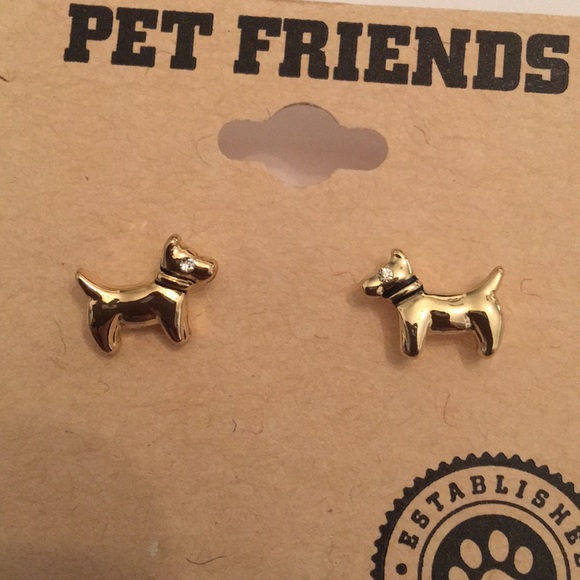 Pet friends earrings. Gold tone - Picture 2 of 3